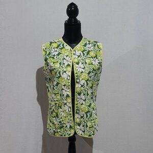 Rose apron vintage 60s mod pattern smock art smock housework vest flowers shirt